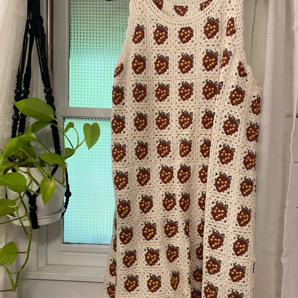 Rylee + Cru strawberry crochet dress size L NWOT